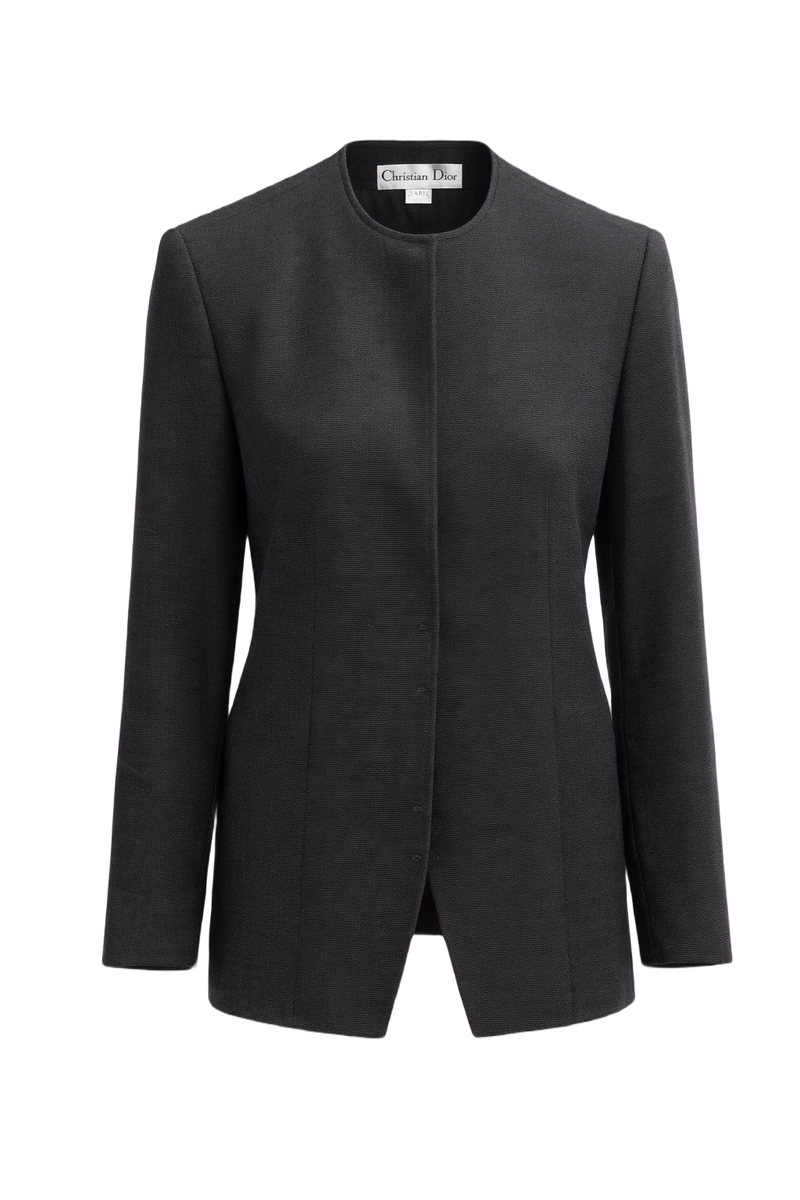 1990s Dark Grey Wool Jacket - Front View