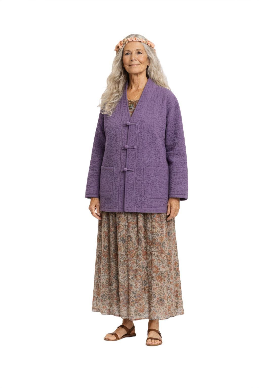 1970s Purple Cotton Blend Jacket - Model