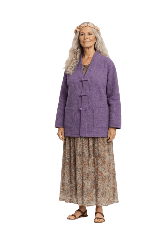 1970s Purple Cotton Blend Jacket - Model
