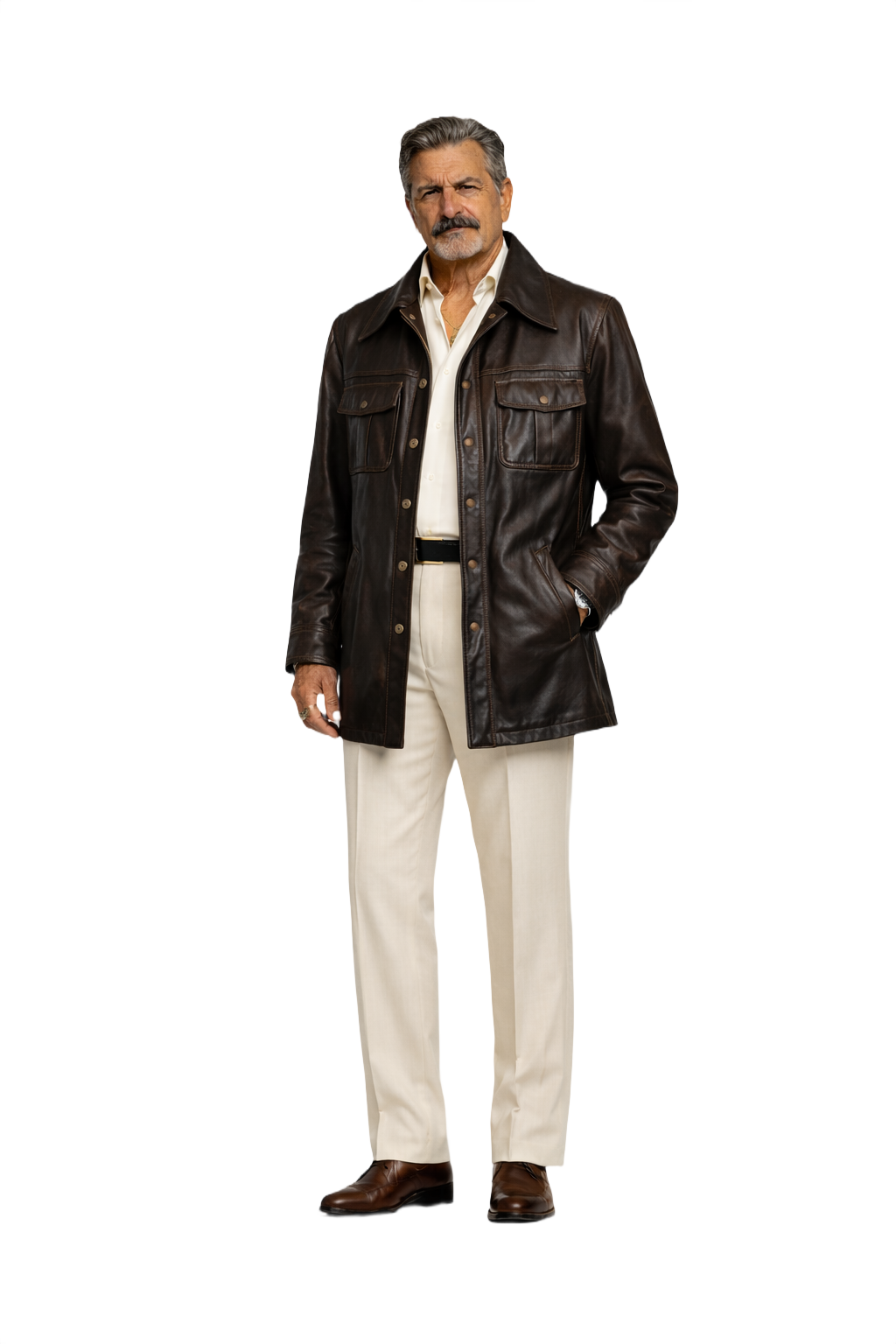 1980s Dark Brown Leather Jacket - Model