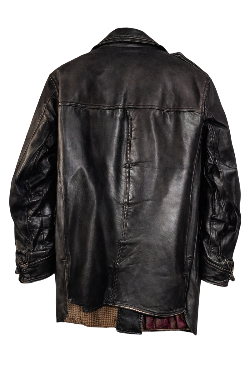1980s Dark Brown Leather Jacket - Back View