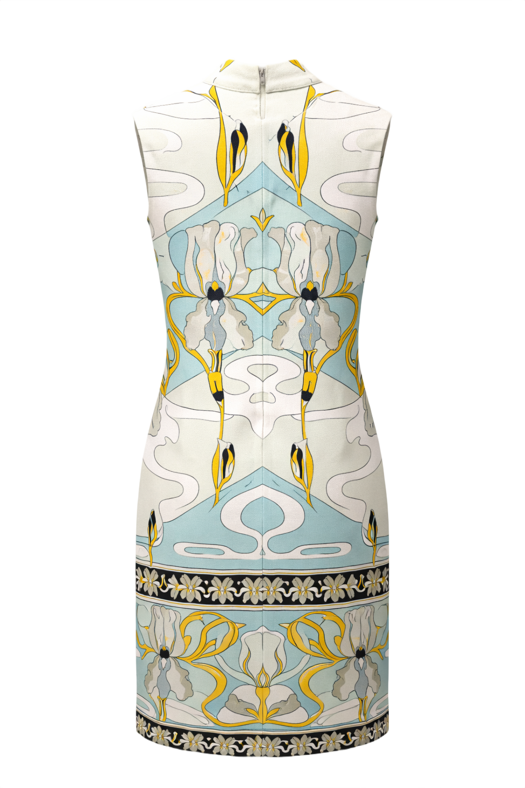 1960s Blue Cotton Shift Dress - Back View