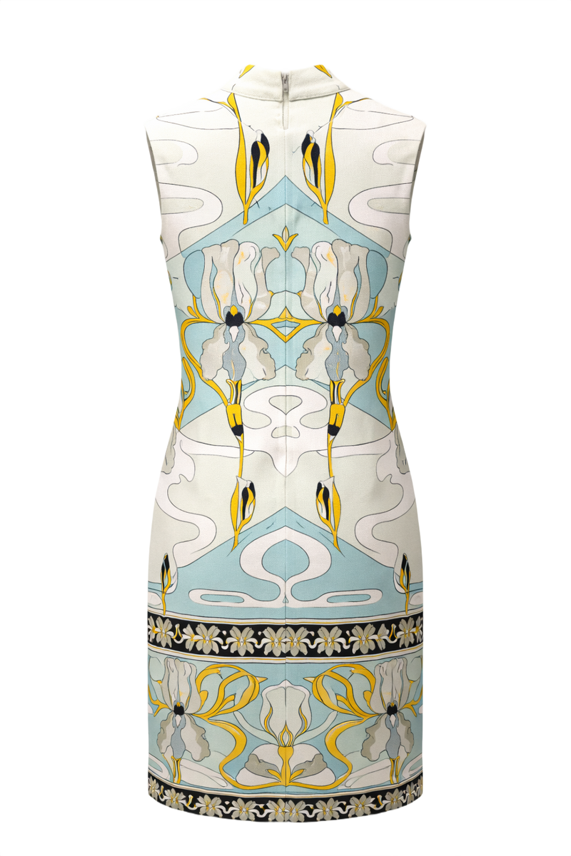 1960s Blue Cotton Shift Dress - Back View