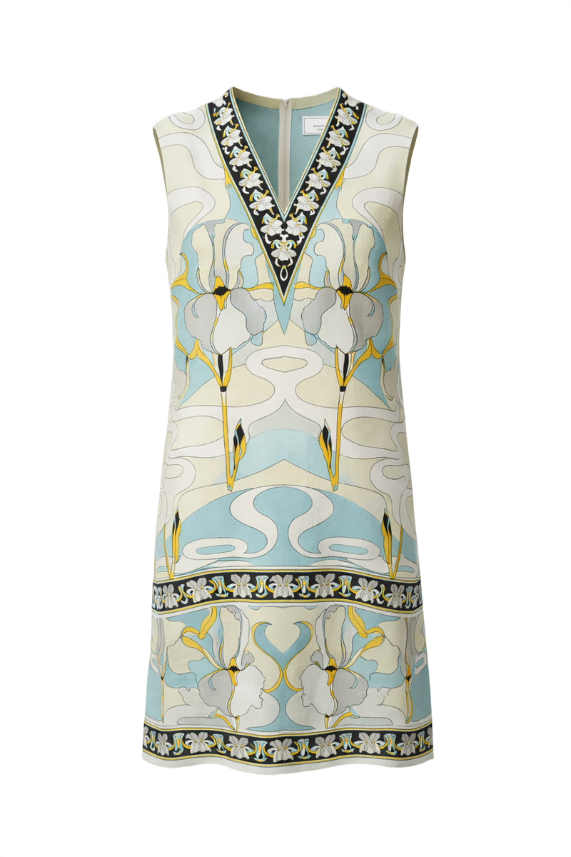 1960s Blue Cotton Shift Dress - Front View