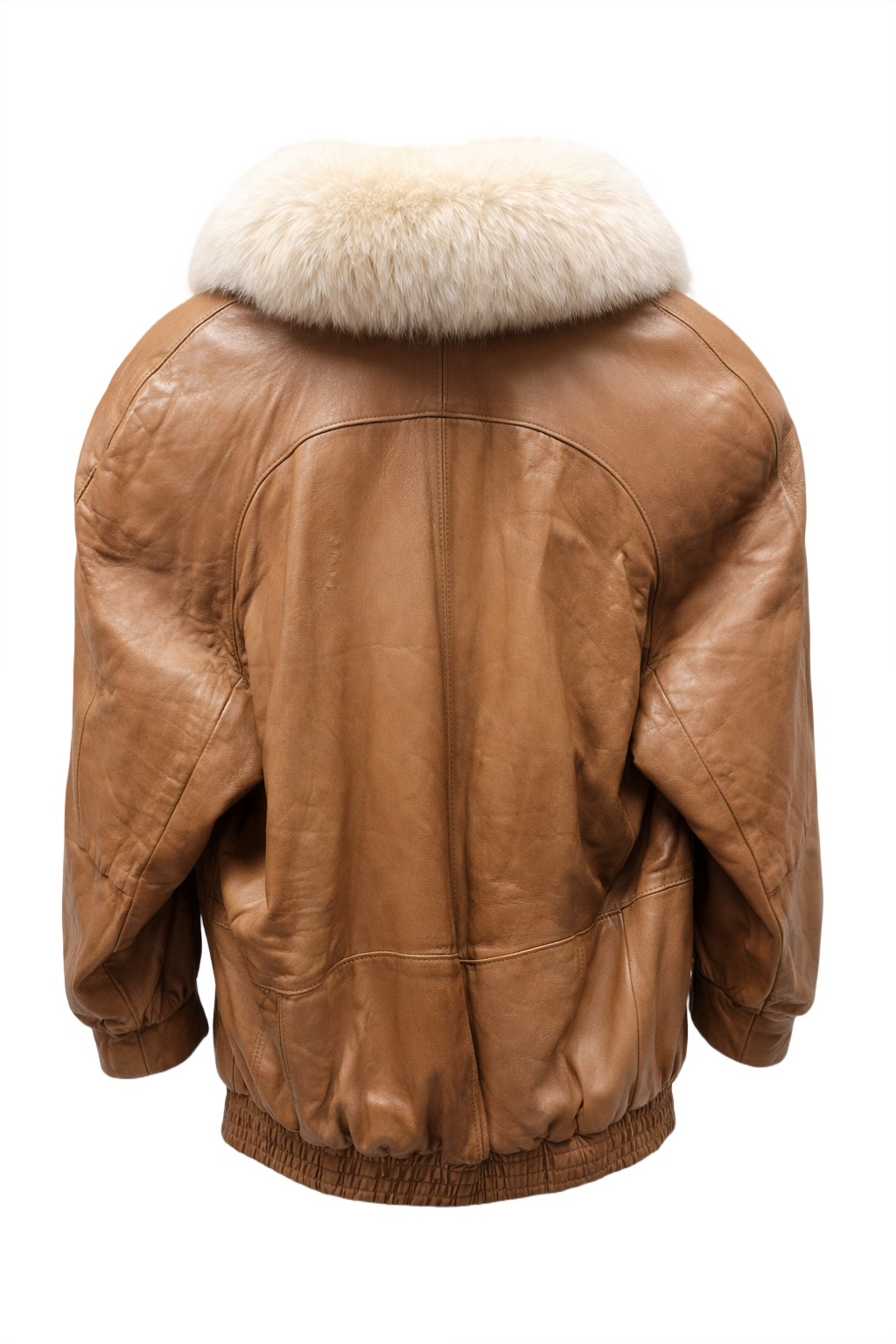 1980s Tan Leather Jacket - Back View