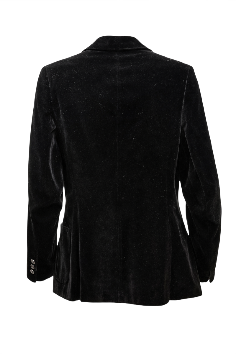 1990s Black Velvet Blazer - Back View