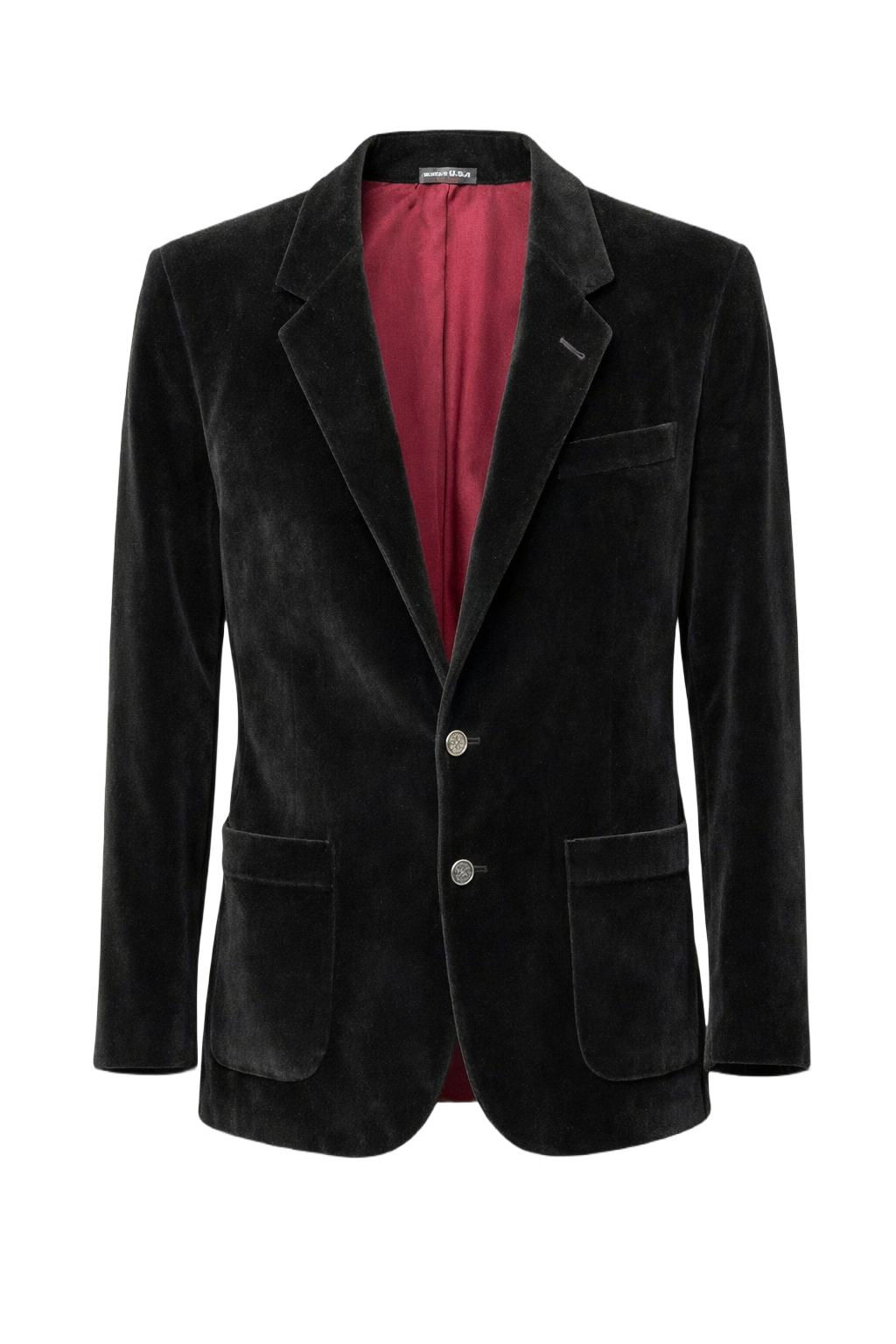 1990s Black Velvet Blazer - Front View