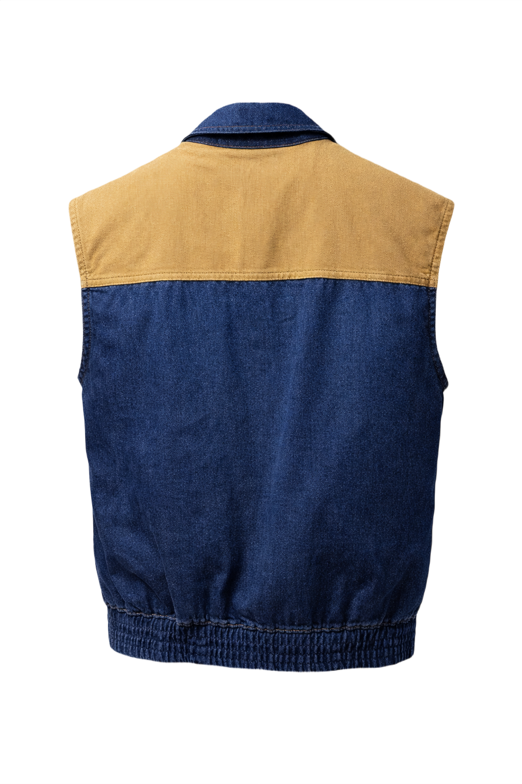 1980s Blue Denim Sherpa Vest - Back View