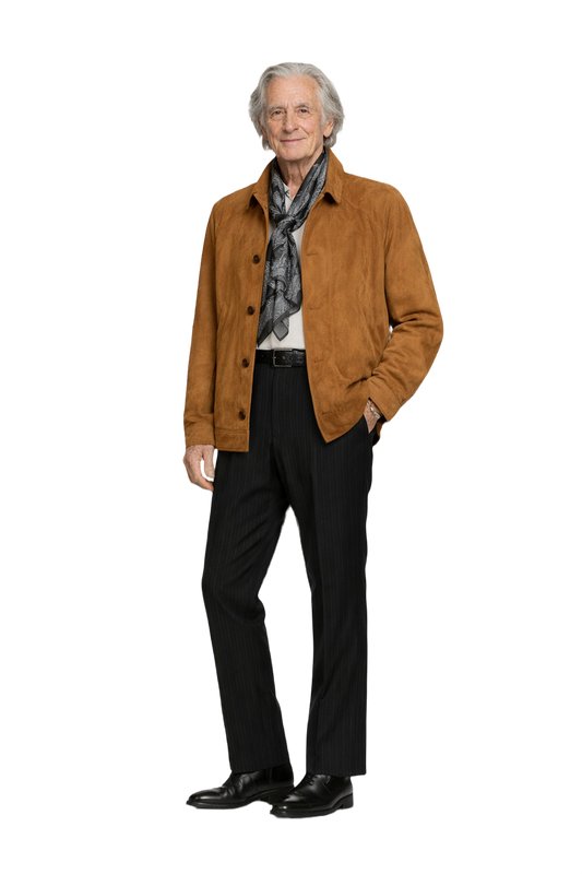 1970s Tan Leather Jacket - Model