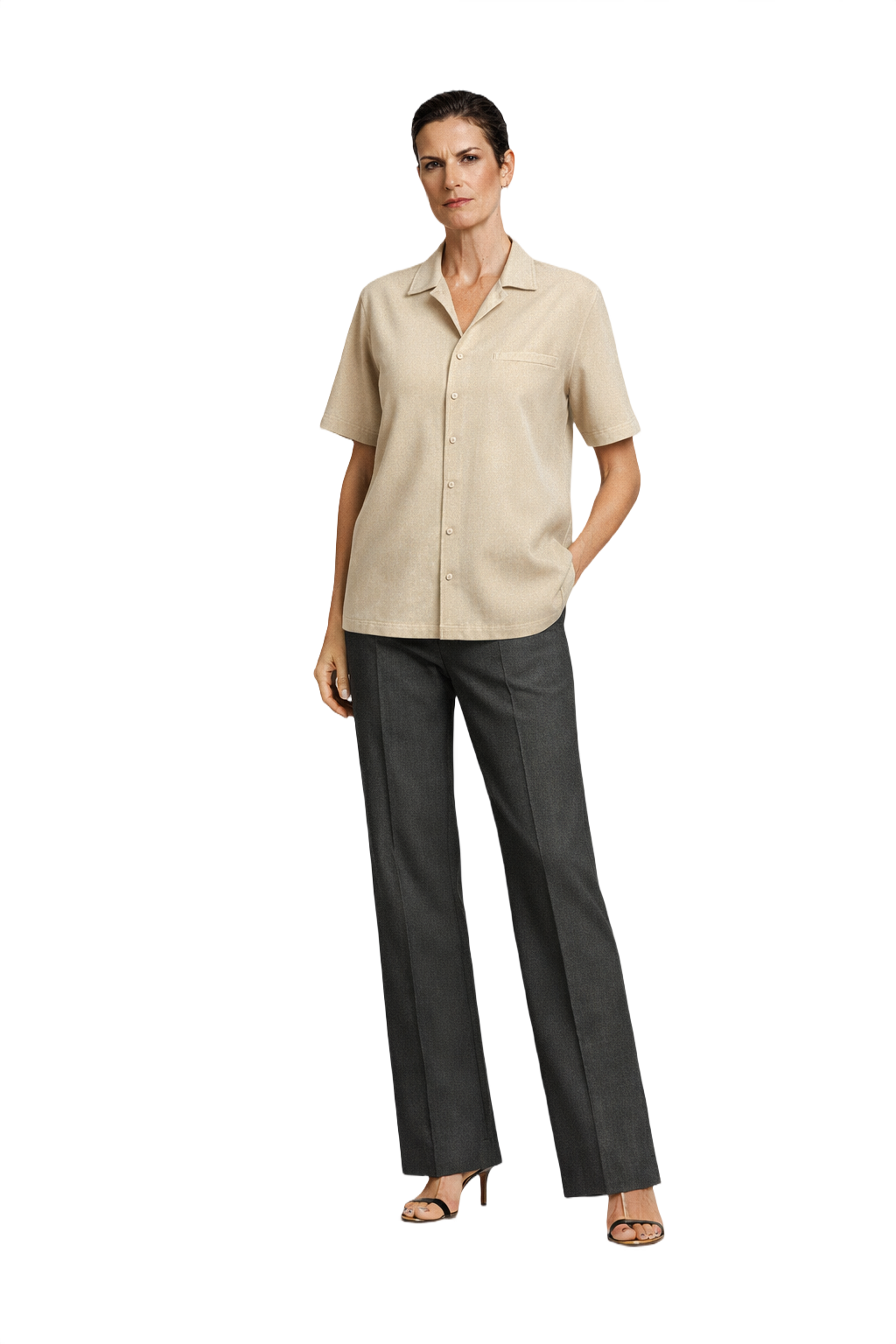 1990s Cream Silk Shirt - Model