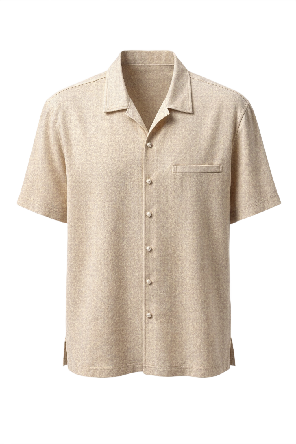 1990s Cream Silk Shirt - Front View