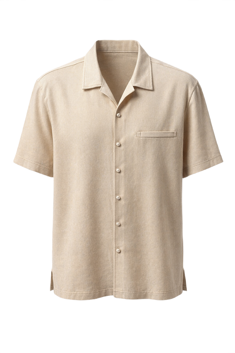 1990s Cream Silk Shirt - Front View