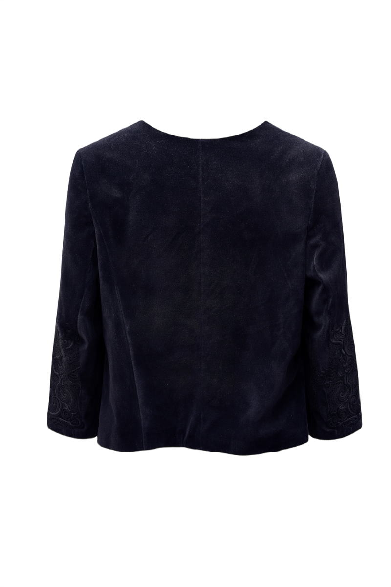 1990s Black Velvet Jacket - Back View