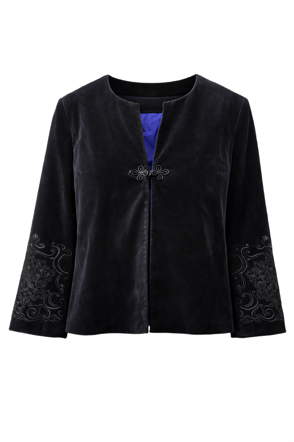 1990s Black Velvet Jacket - Front View