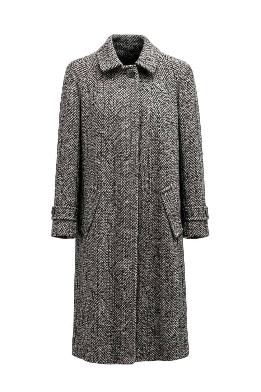 1970s Grey Wool Coat - Front View