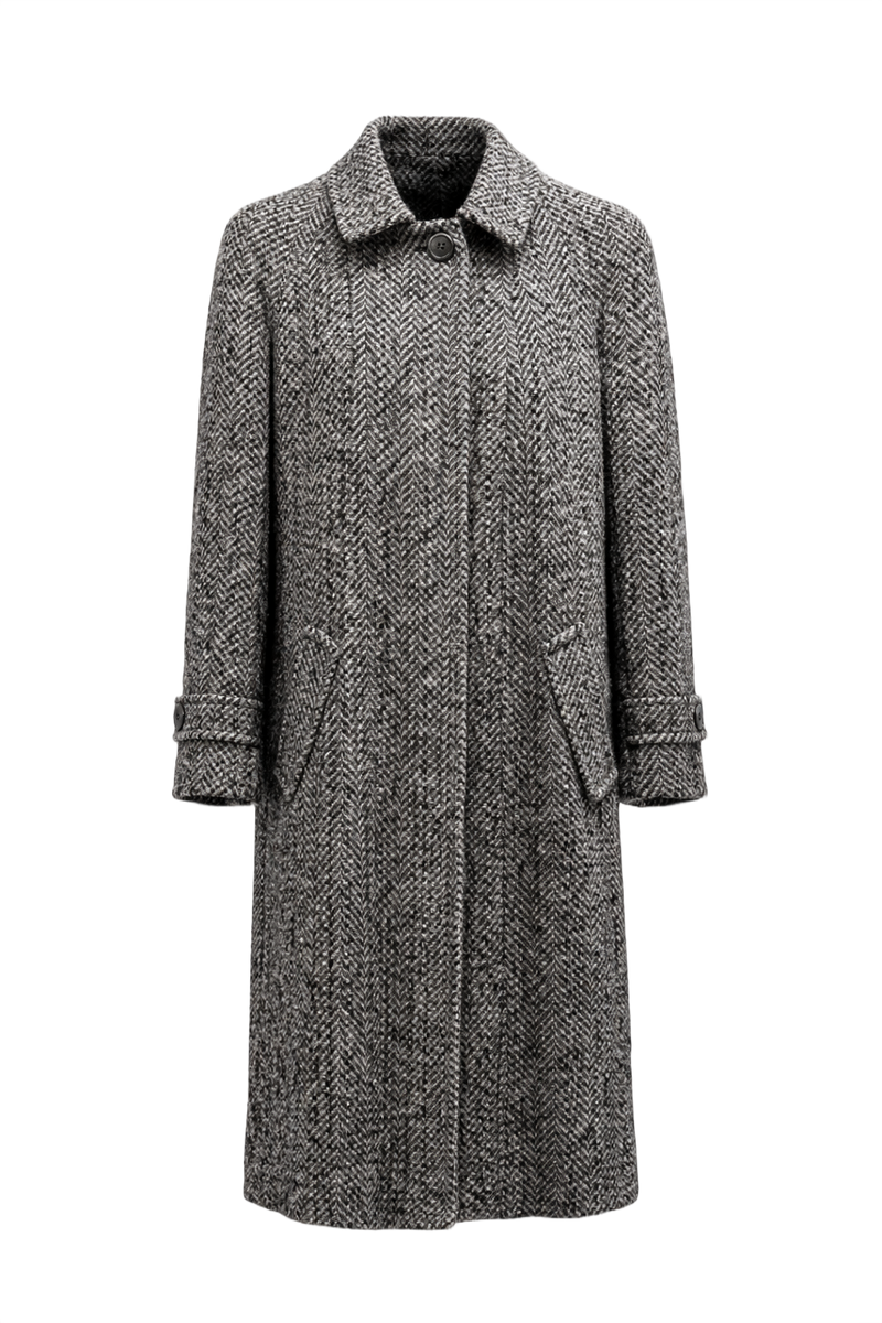 1970s Grey Wool Coat - Front View