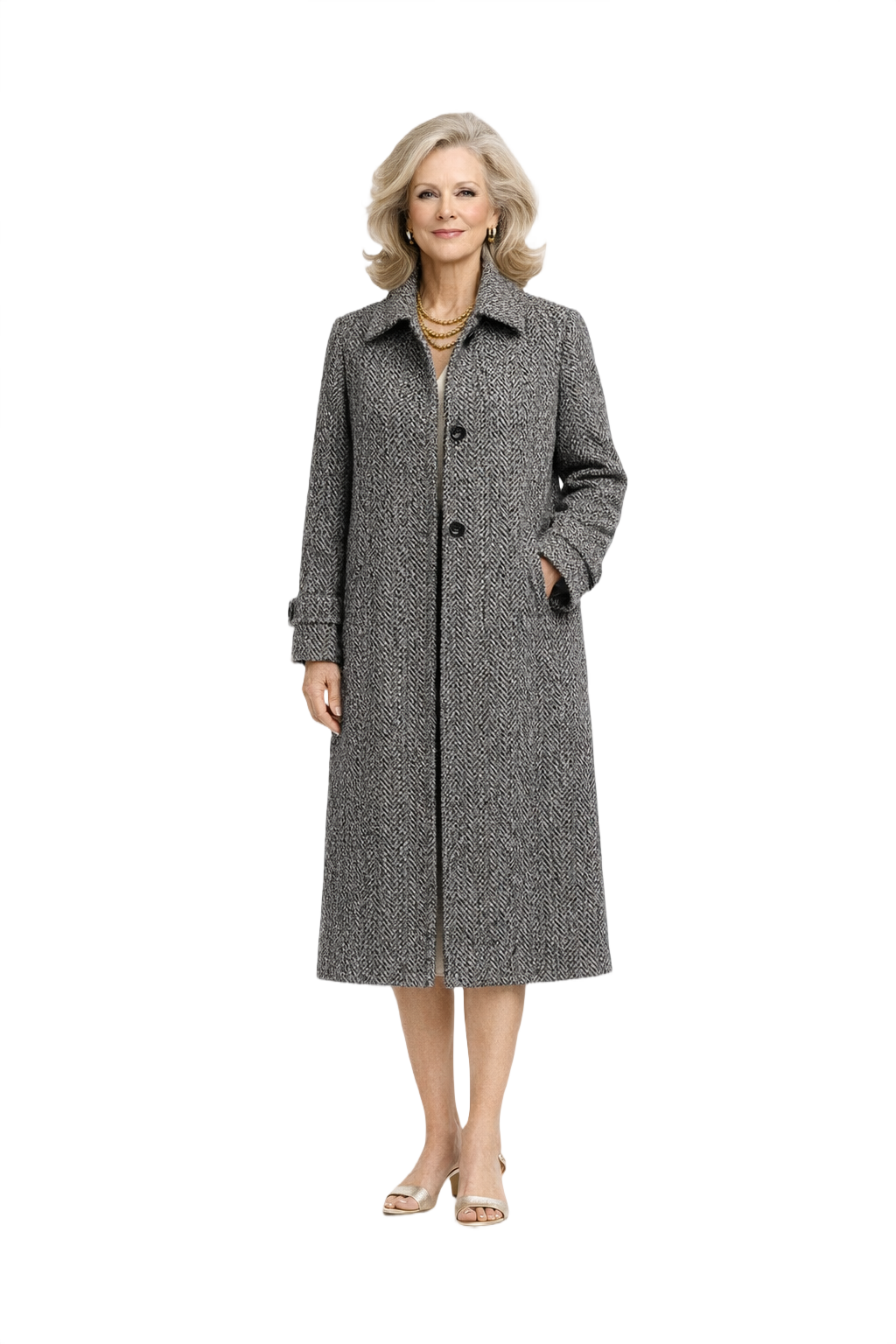 1970s Grey Wool Coat - Model