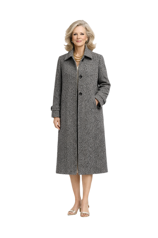 1970s Grey Wool Coat - Model
