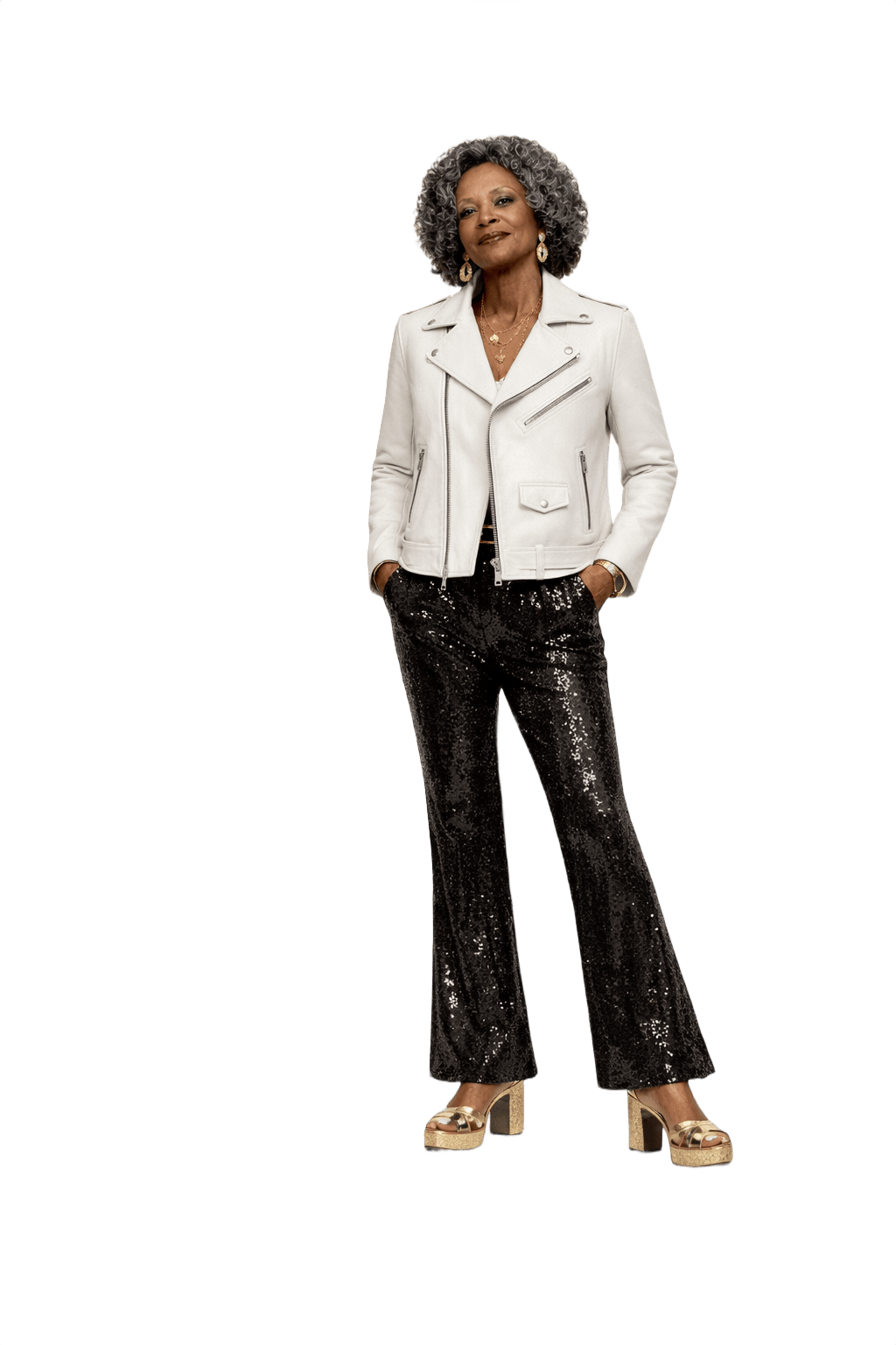 1980s White Leather Jacket - Model