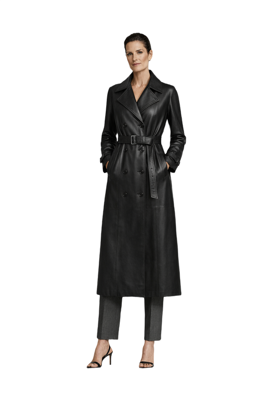 1990s Black Leather Coat - Model