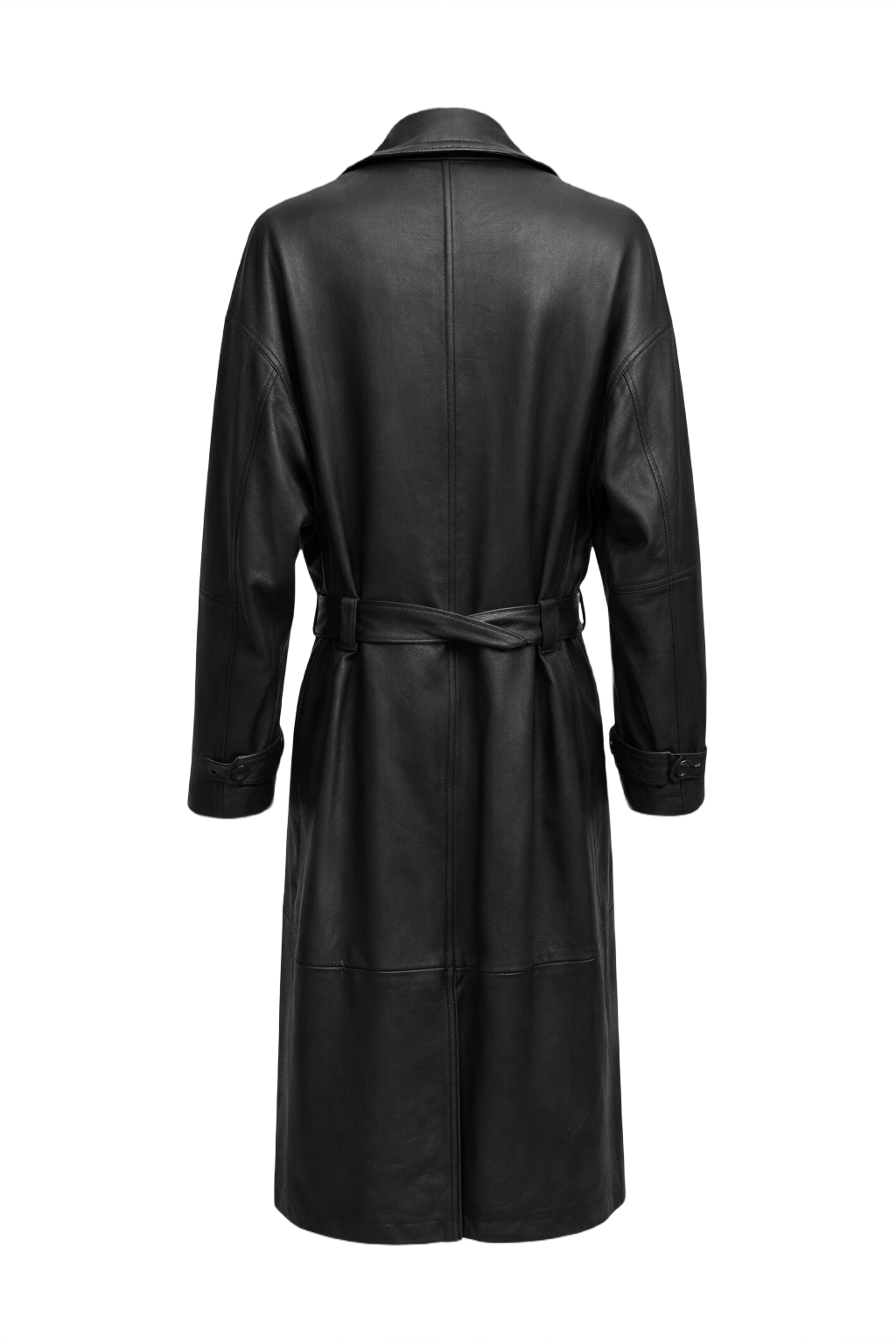 1990s Black Leather Coat - Back View