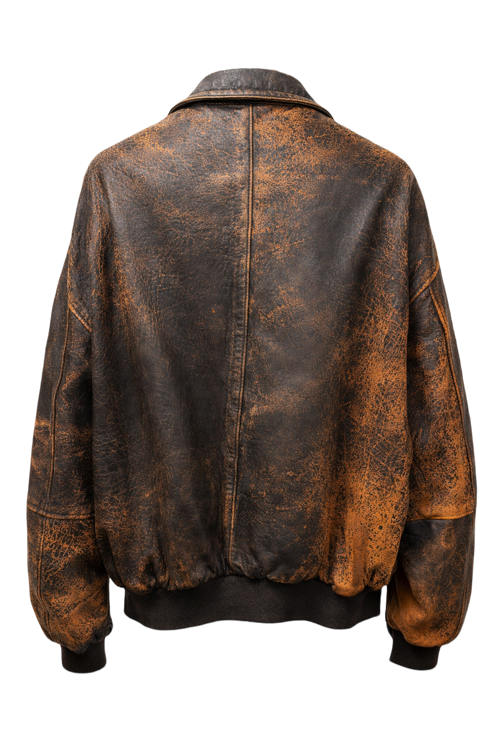 90s Brown Leather Jacket - Back View