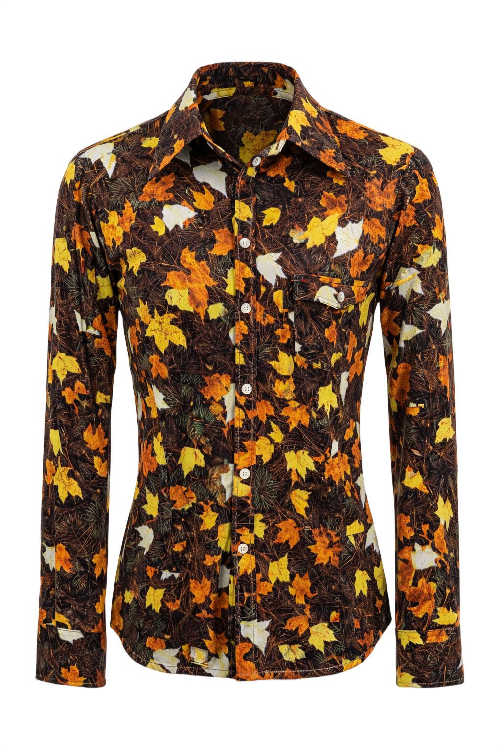 1970s Brown Cotton Shirt - Front View