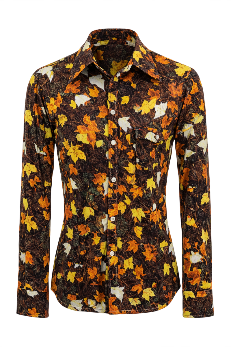 1970s Brown Cotton Shirt - Front View