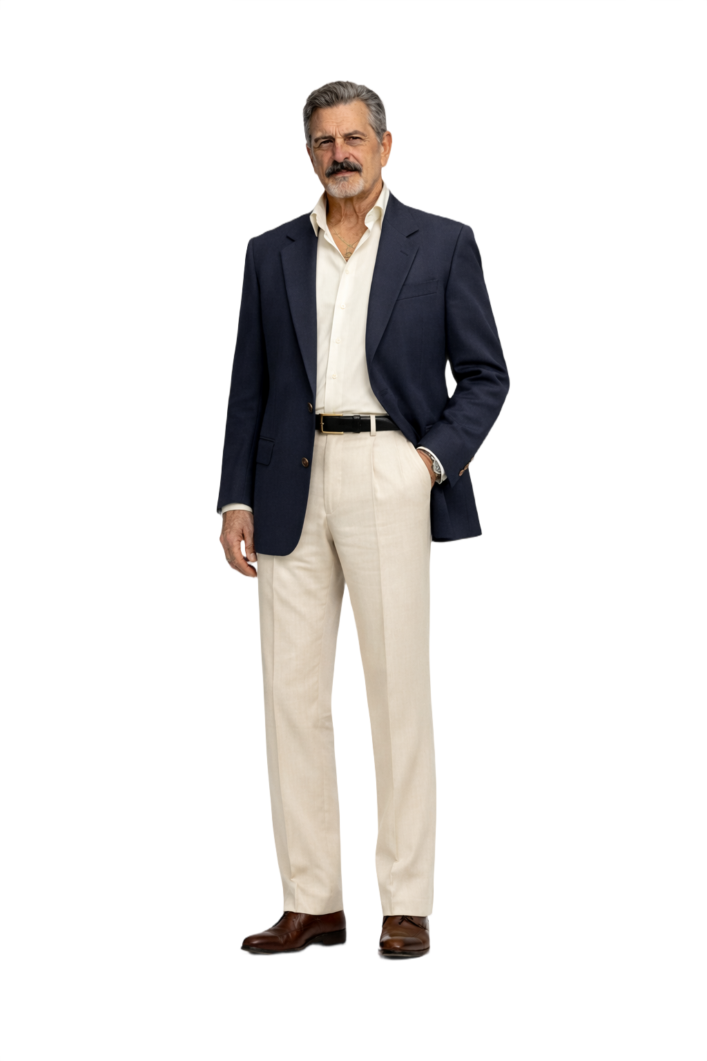 1980s Navy Blue Wool Blazer - Model