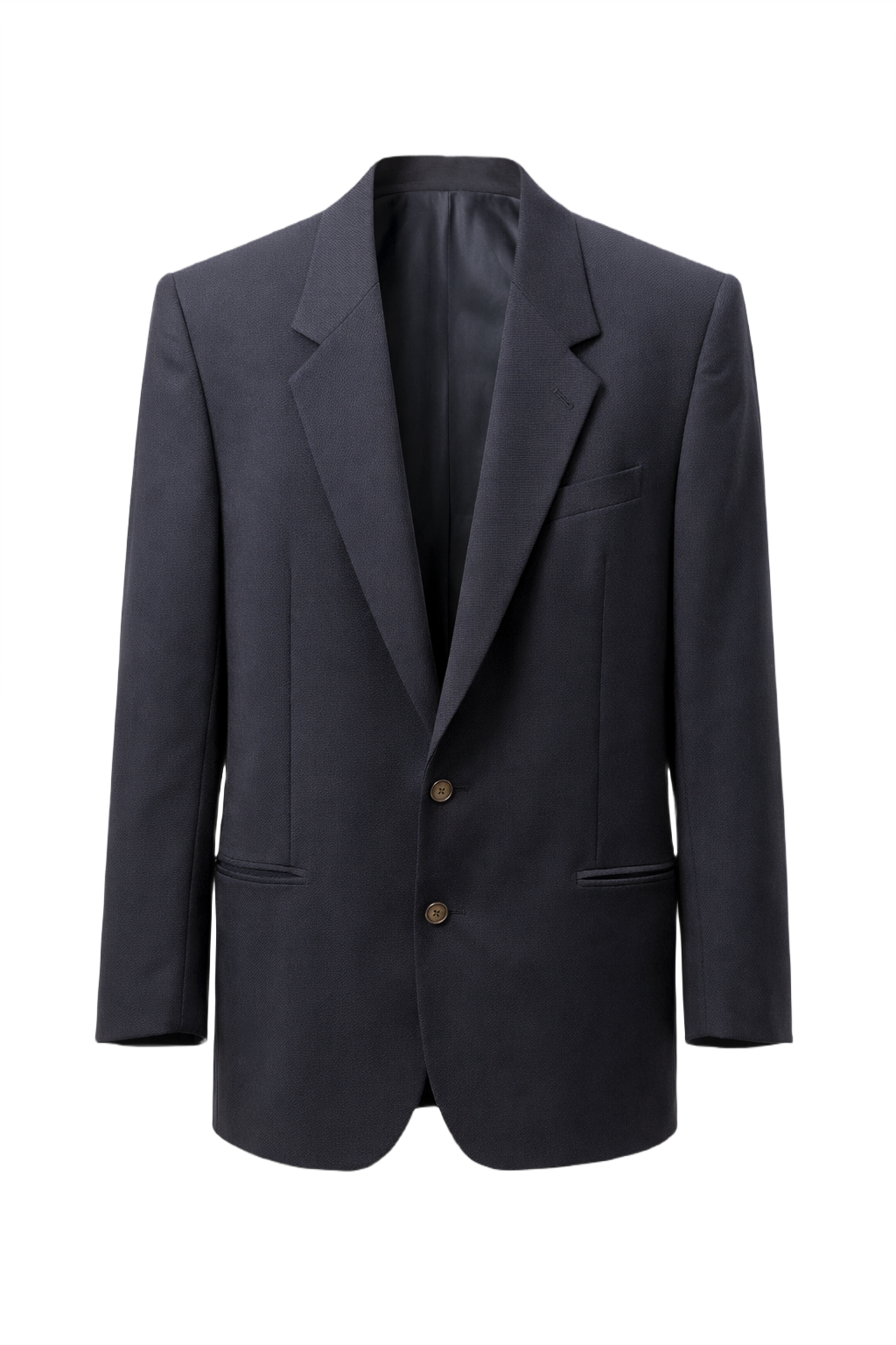 1980s Navy Blue Wool Blazer - Front View