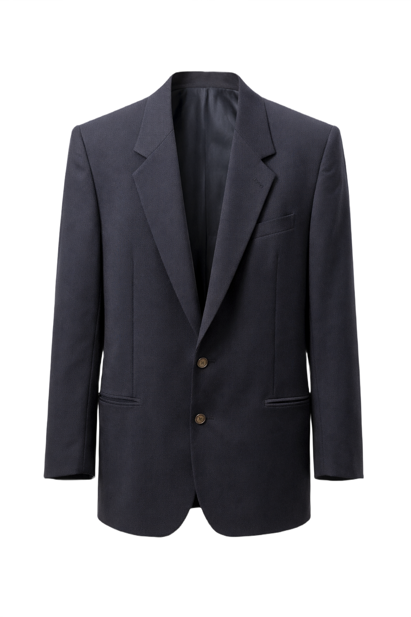 1980s Navy Blue Wool Blazer - Front View