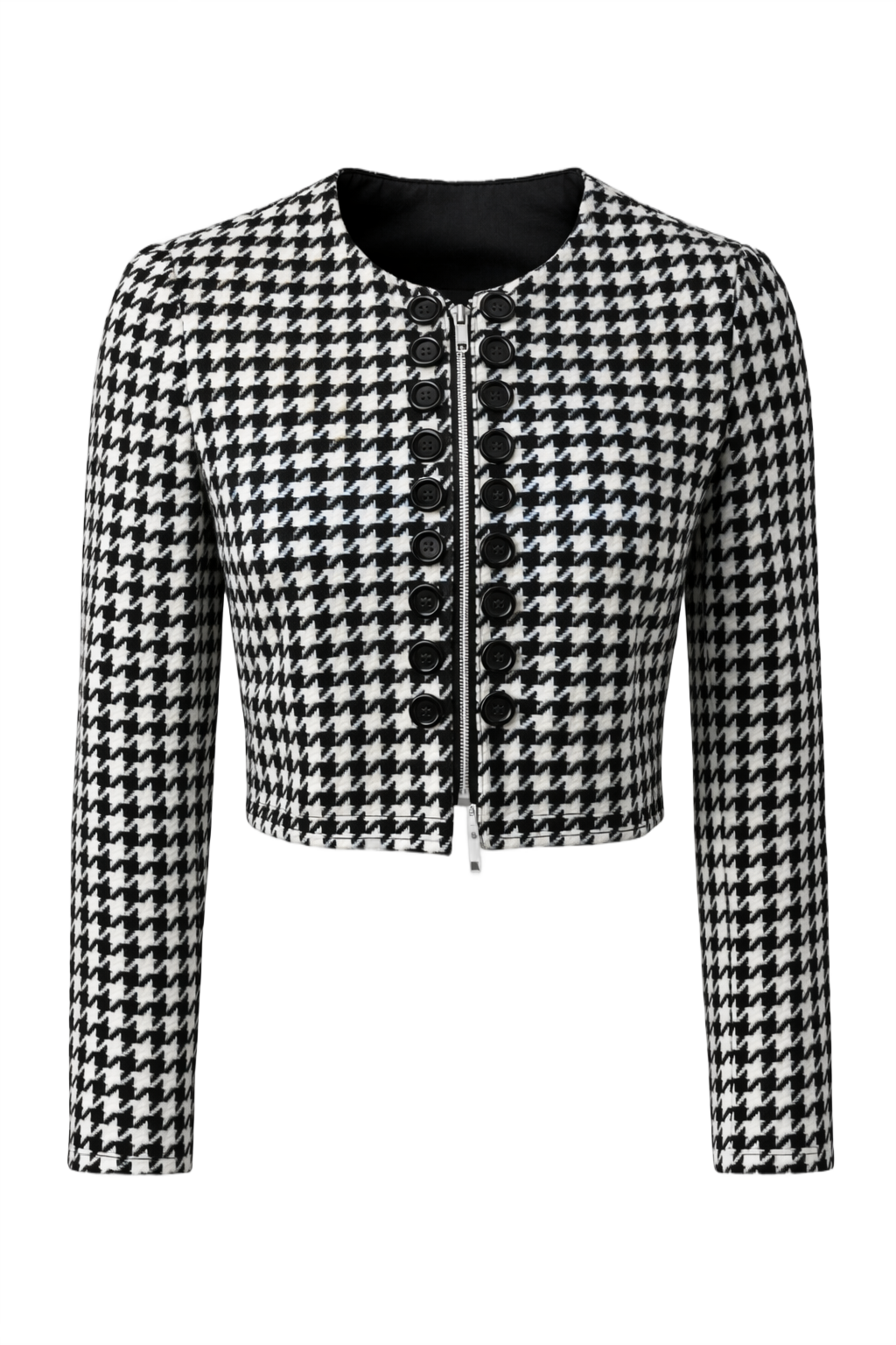 1990s Black and White Wool Jacket - Front View
