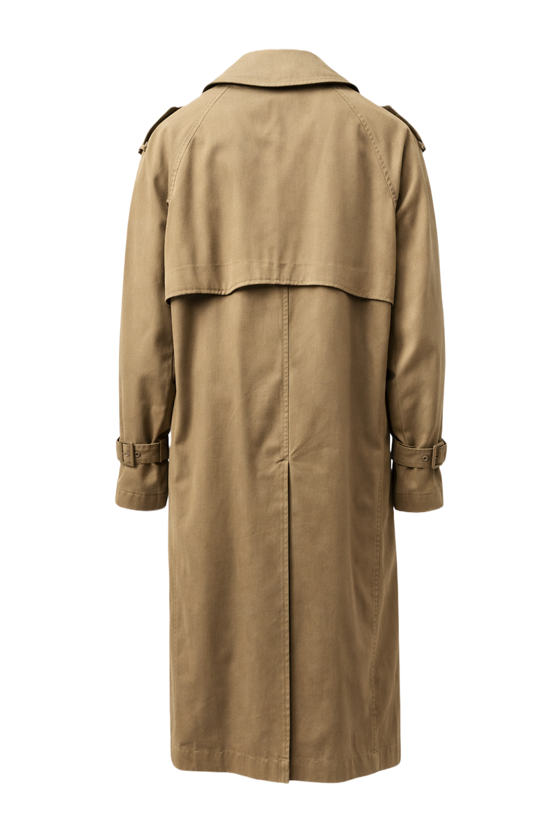 1980s Beige Cotton Trench Coat - Back View