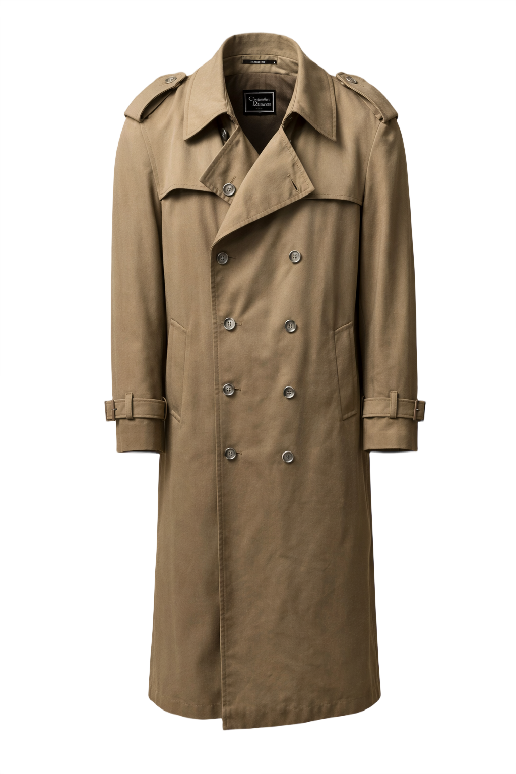 1980s Beige Cotton Trench Coat - Front View