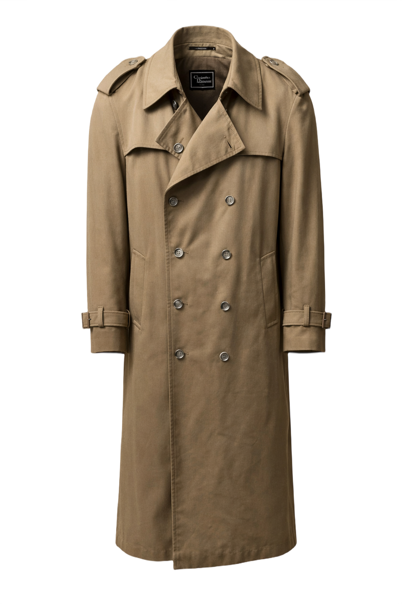 1980s Beige Cotton Trench Coat - Front View