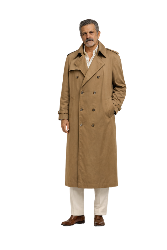 1980s Beige Cotton Trench Coat - Model