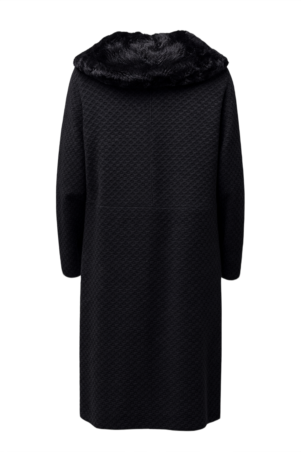 1960s Black Polyester Blend Coat - Back View