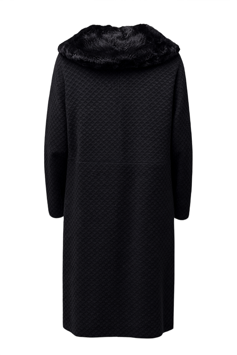 1960s Black Polyester Blend Coat - Back View