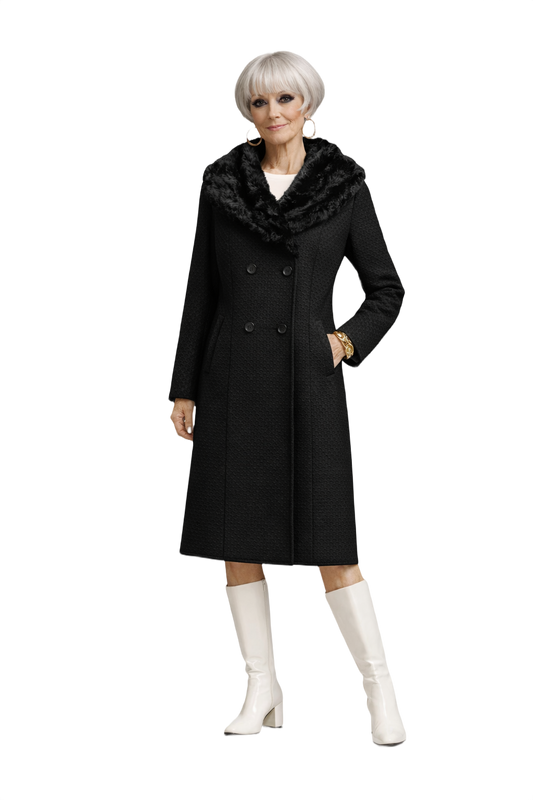 1960s Black Polyester Blend Coat - Model