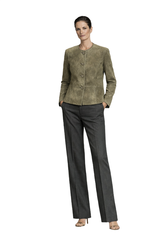 1990s Olive Green Suede Jacket - Model