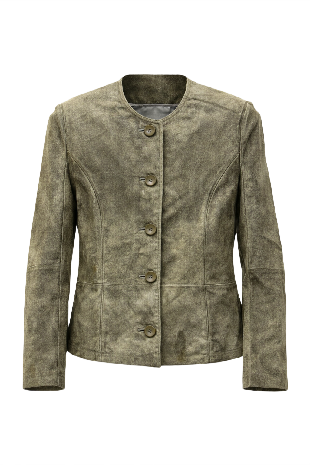 1990s Olive Green Suede Jacket - Front View