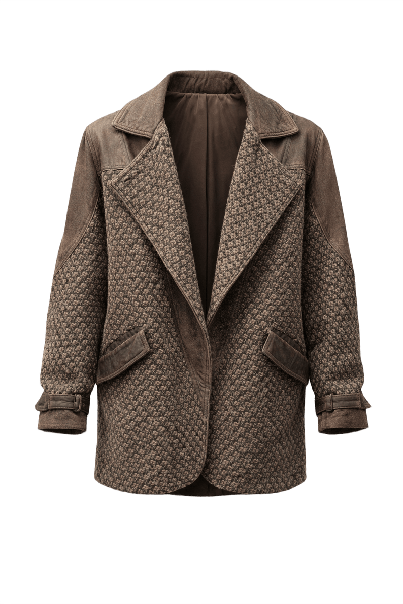 1970s Brown Wool Blend Jacket - Front View