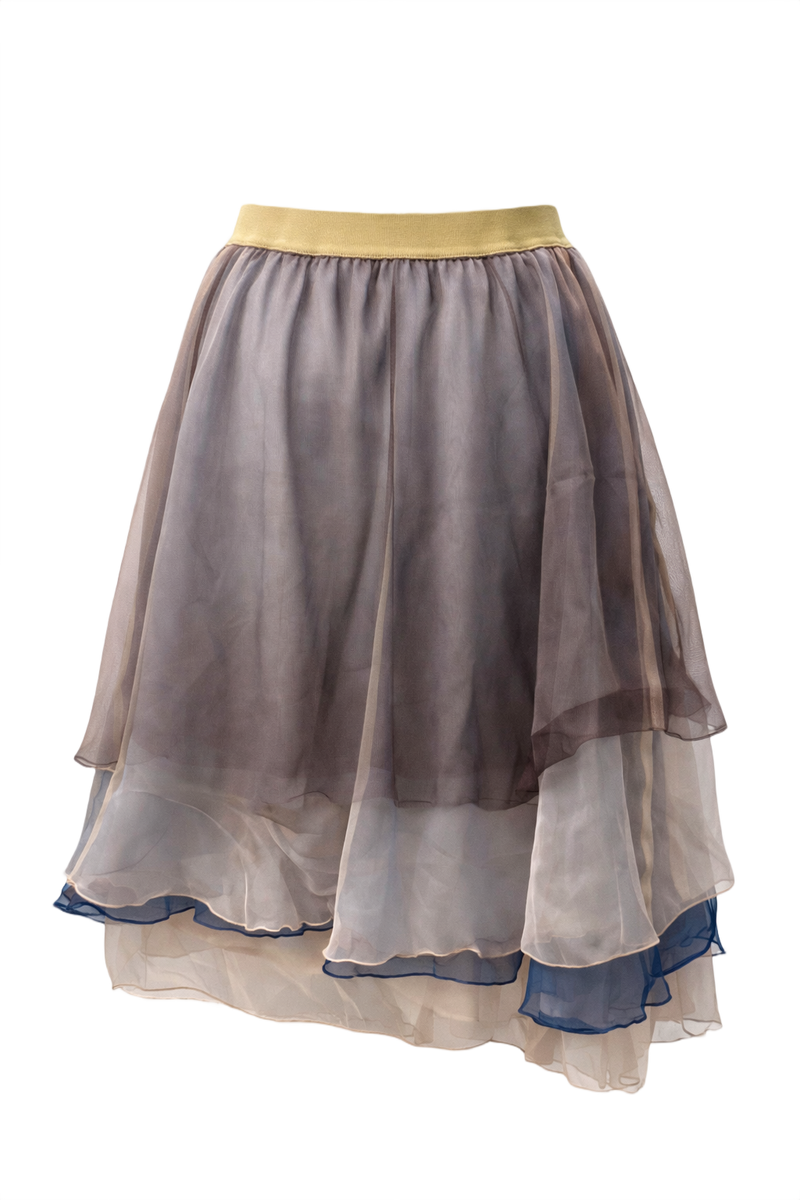 1990s Dusty Pink Chiffon Skirt - Back View