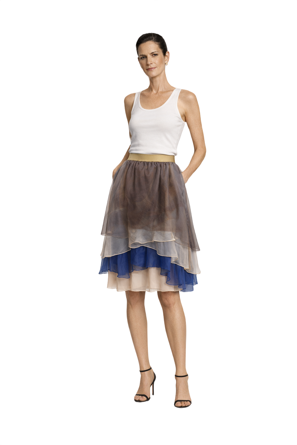 1990s Dusty Pink Chiffon Skirt - Model