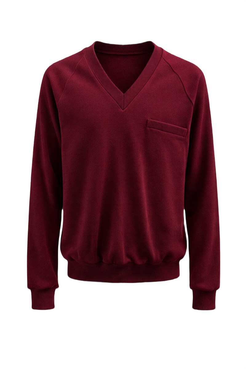 1990s Burgundy Cotton Blend Sweater - Front View