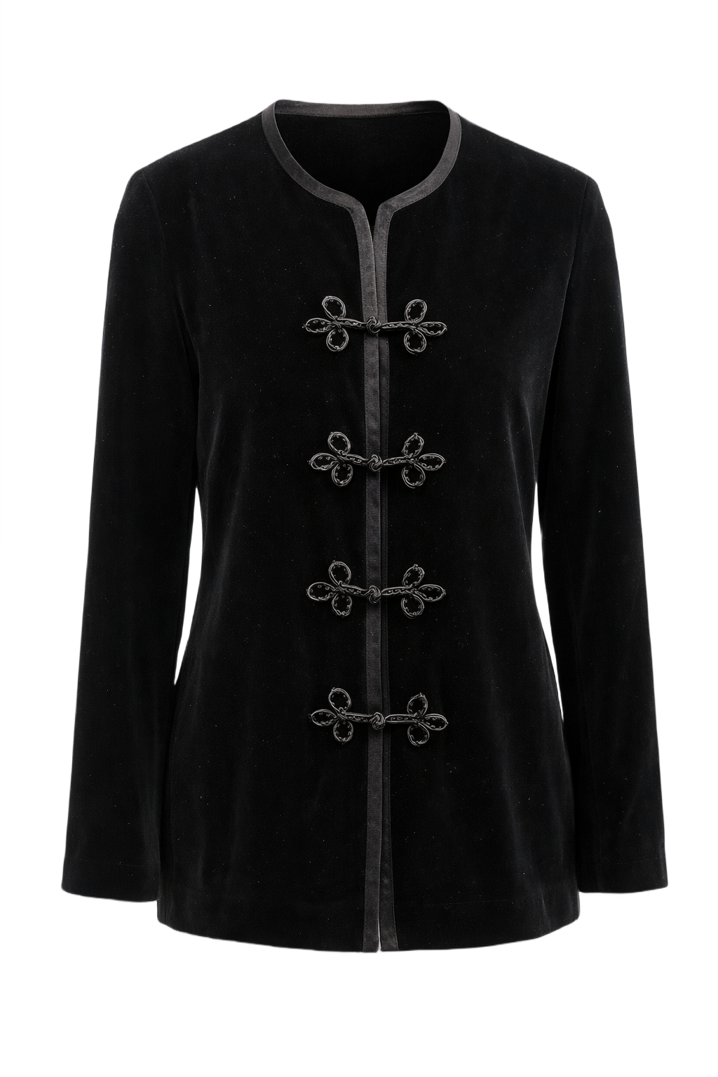 1990s Black Velvet Jacket - Front View