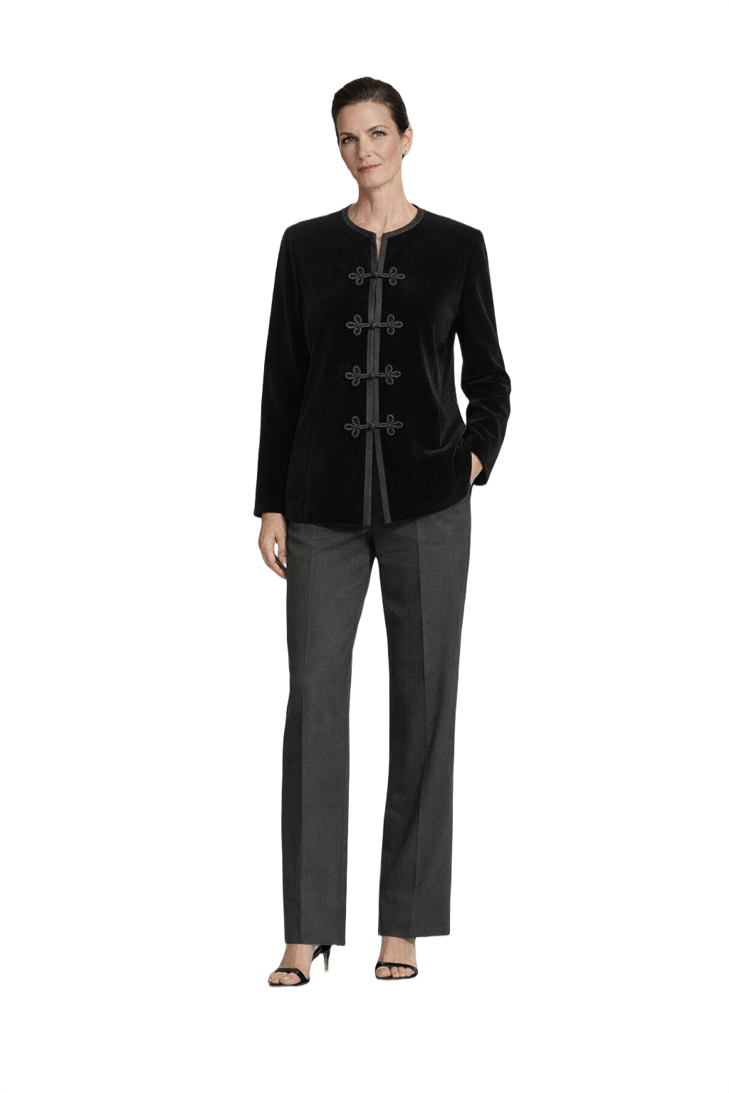 1990s Black Velvet Jacket - Model