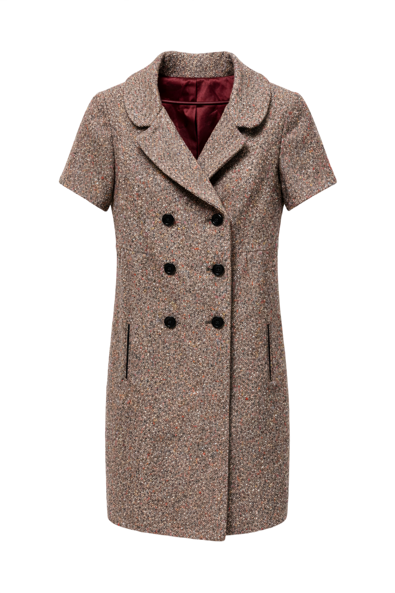 1960s Brown Tweed Shift Dress - Front View