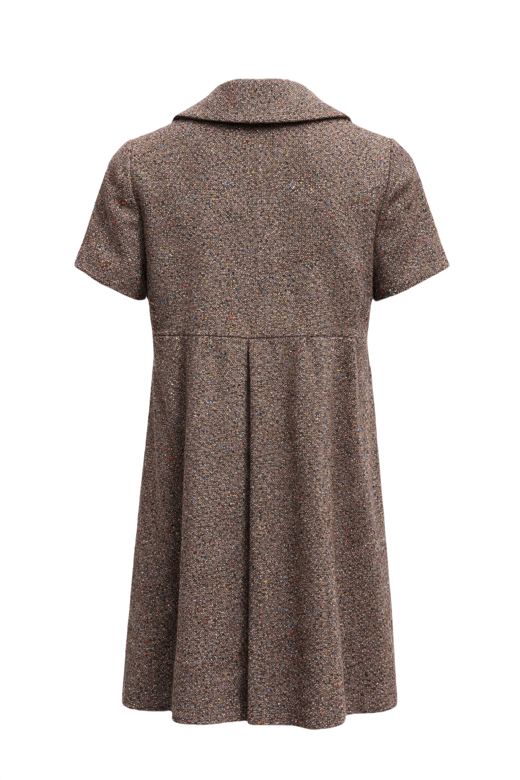 1960s Brown Tweed Shift Dress - Back View