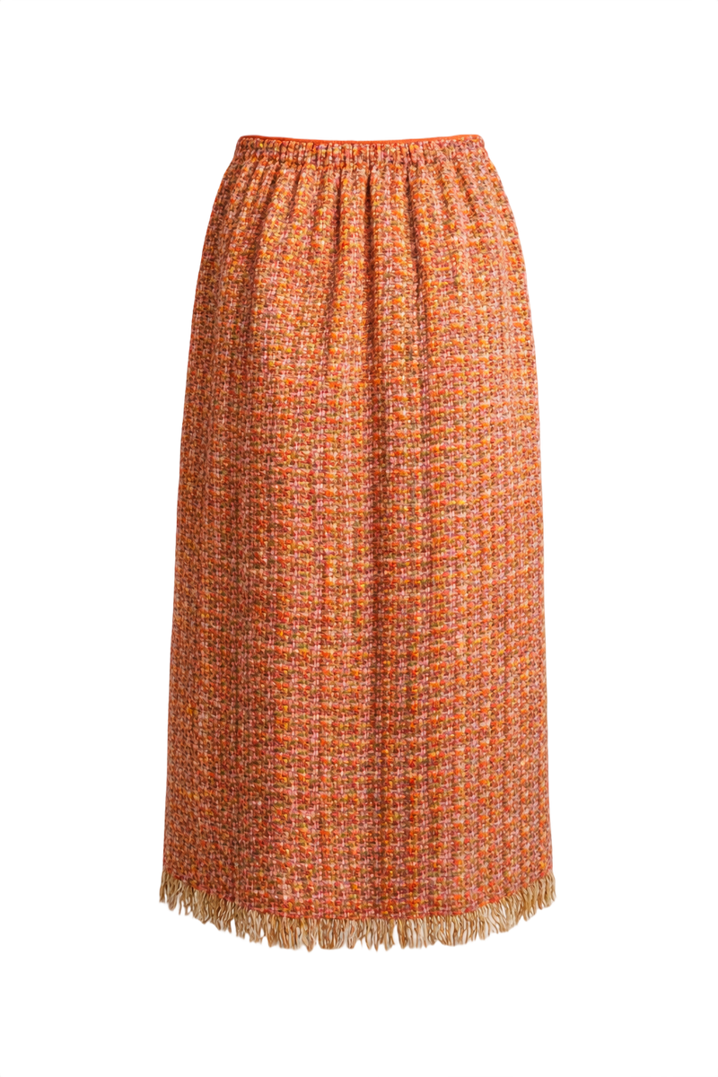 1960s Orange Wool Blend Skirt - Back View